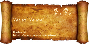 Vaisz Vencel névjegykártya